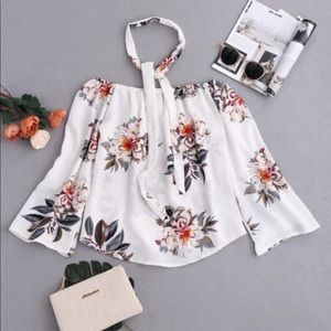 Floral, off the shoulder blouse with chocker
